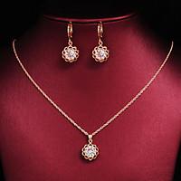 Women\'s High Quality Luxury 18k Gold CZ Flower Wedding Gift Jewelry Sets