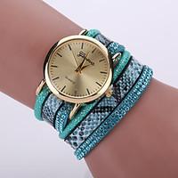 Women\'s Bohemian Style Snake Leopard Leather Band Gold Case Analog Quartz Bracelet Fashion Watch Strap Watch