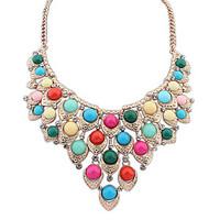 Women\'s Statement Necklaces Jewelry Jewelry Gem Alloy Euramerican Fashion Light Green Light Blue Rainbow Jewelry ForParty Special