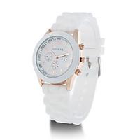 womens mens unisex fashion watch quartz silicone band casual white blu ...