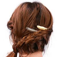 Women Simple Alloy Feather Hairpin Hair Accessories 1pc