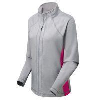 Womens Full Zip Knit Top - Heather Grey/Berry