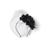 Womens Flower Band Fascinator Black Fabric, Black