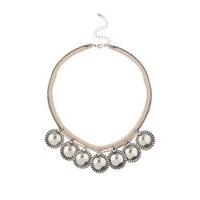 Womens Disc and Cord Collar, Silver Colour