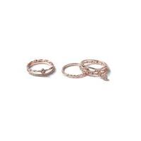 Womens Fine Textured Ring Pack, Silver Colour