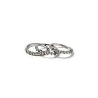 Womens Heart Stacking Ring, Silver Colour