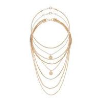 Womens Facet Bead Layered Multi Row Necklace, Gold Colour