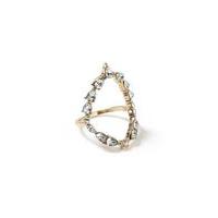 Womens Open Crystal Ring, Gold Colour