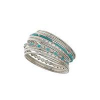 Womens Turquoise Mix Bangle Pack, Silver Colour