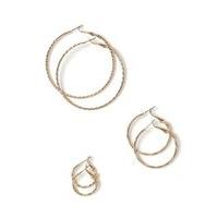 Womens Multi Pack Hoops, Gold Colour