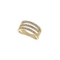 womens rhinestone 3 row ring gold colour