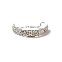 Womens Embellished Bead Choker, Silver Colour