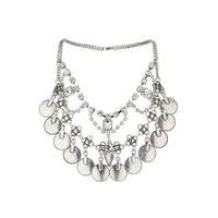 womens chain and disk drop choker silver colour