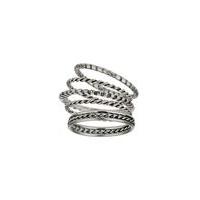 Womens Ethnic Stack Rings, Silver Colour