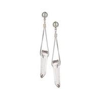 Womens Shard Drop Earrings, Black