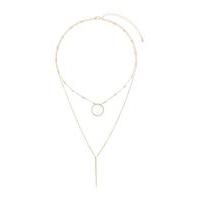 Womens Circle And Bar Necklace, Gold