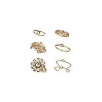 Womens Gold Flower Ring Pack, Gold Colour