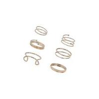 Womens Rose Gold Diamond Cut Ring Pack, Gold Colour