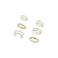Womens Gold Diamond Cut Ring Pack, Gold Colour