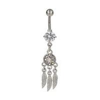 womens dream catcher belly bar silver colour