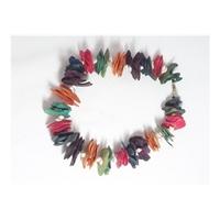 Wooden Beads with tiny Shells - Size: Medium - Multi-coloured