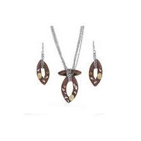 Wooden Look Pendant and Earring Set