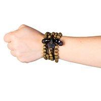 wraps wooden bead wristband headphones with microphone in walnut brown