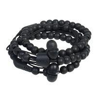 WRAPS WOODEN BEAD WRISTBAND HEADPHONES WITH MICROPHONE in Black