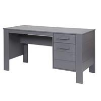Wrexham Wooden Computer Desk In Solid Pine In Steel Grey