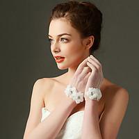 wrist length fingertips glove nylon elastic satin bridal gloves party  ...