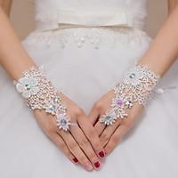 wrist length fingertips glove lace polyester tulle bridal gloves party ...