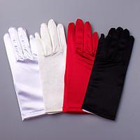 wrist length fingertips glove satin elastic satin bridal gloves party  ...