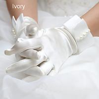 Wrist Length Fingertips Glove Elastic Satin Bridal Gloves Party/ Evening Gloves Winter Gloves Spring Summer Fall Winter Pearls