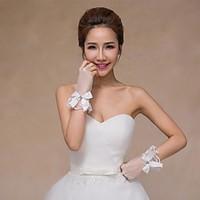 Wrist Length Fingerless Glove Polyester Bridal Gloves Spring Summer Fall Winter Bow