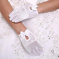 Wrist Length Fingertips Satin Flower Girl Princess Gloves Children\'s Glove DIY Pearls and Rhinestones