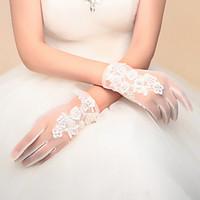 Wrist Length Fingertips Glove Nylon Bridal Gloves Party/ Evening Gloves Spring Fall Winter Appliques