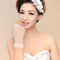 wrist length fingerless fingertips glove nylon bridal gloves party eve ...