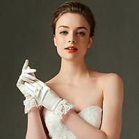 wrist length fingertips glove nylon elastic satin bridal gloves party  ...