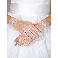 Wrist Length Fingertips Glove Tulle Bridal Gloves