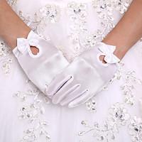 Wrist Length Fingertips Satin Flower Girl Princess Gloves Children\'s Glove With DIY Pearls and Rhinestones