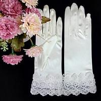 Wrist Length Fingertips Glove Satin Elastic Satin Bridal Gloves Party/ Evening Gloves Spring Summer Fall Winter Rhinestone lace