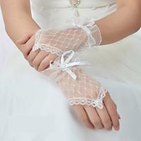 Wrist Length Fingerless Glove Net Bridal Gloves Spring Summer Fall