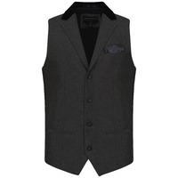 wrenbury suit waistcoat with velvet collar in dark grey herringbone to ...