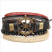 wrap bracelet alloy leather rudder anchor fashion vintage womens jewel ...