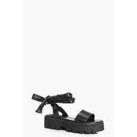 Wrap Strap Two Part Cleated Sandal - black