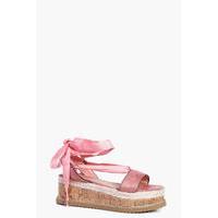 Wrap Strap Cork Flatform - blush