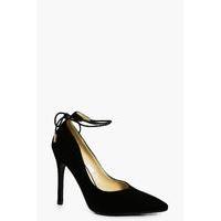 wrap ankle pointed court shoes black