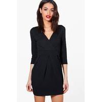 Wrap Over Tailored Dress - black