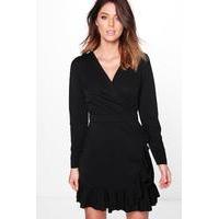 Wrap Ruffle Dress - black