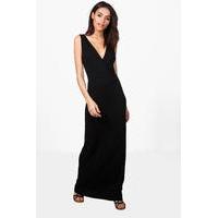 wrap front and back maxi dress black